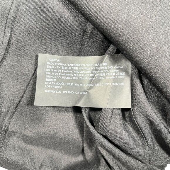 Theory Abbot Knit Herringbone/Chevon Mini Skirt Lined Gray/Black Size 6 NWT - Picture 15 of 16